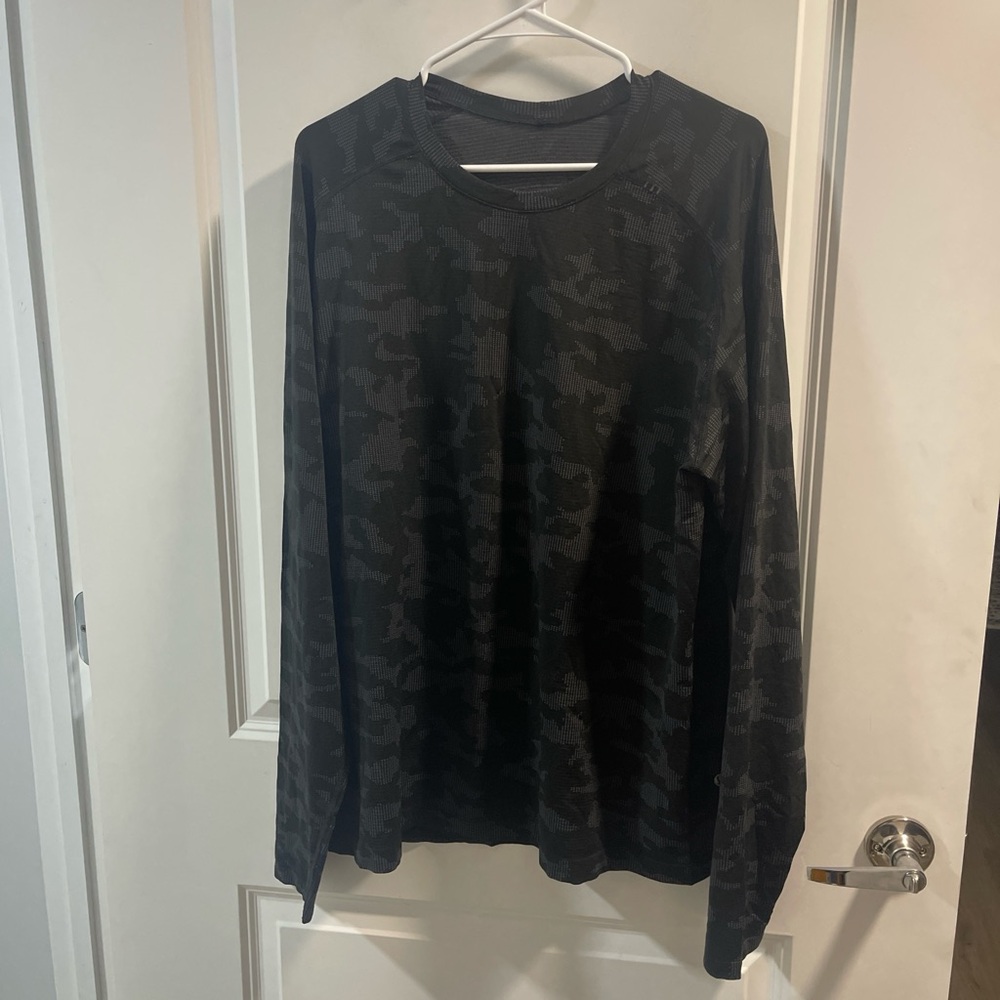 Lululemon Metal Vent Long Sleeve Black Camouflage Men's Shirt Size XXL